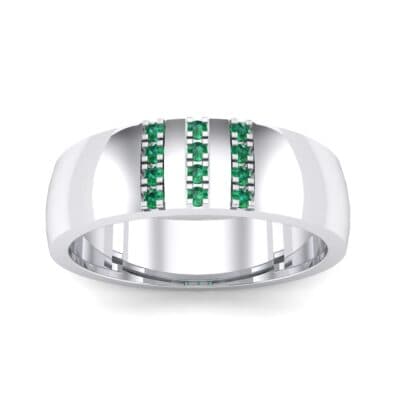 Wide Three Line Emerald Ring (0.12 CTW) Top Dynamic View