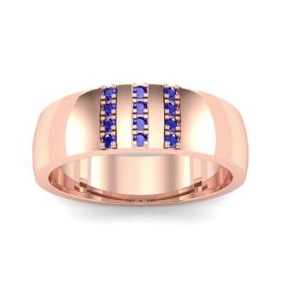 Wide Three Line Blue Sapphire Ring (0.12 CTW) Top Dynamic View