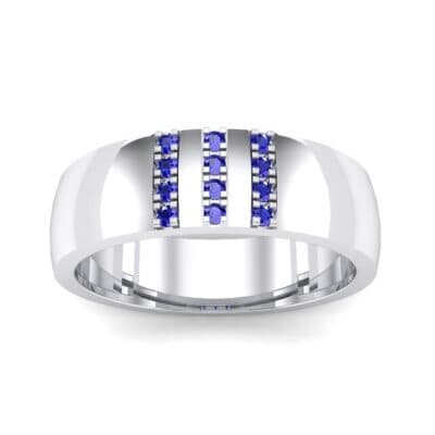 Wide Three Line Blue Sapphire Ring (0.12 CTW) Top Dynamic View