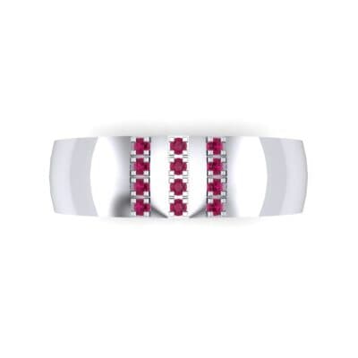 Wide Three Line Ruby Ring (0.12 CTW) Top Flat View