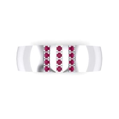 Wide Three Line Ruby Ring (0.12 CTW) Top Flat View
