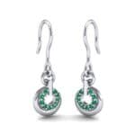 Pave Eclipse Drop Emerald Earrings (0.1 CTW) Perspective View