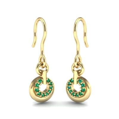 Pave Eclipse Drop Emerald Earrings (0.1 CTW) Perspective View