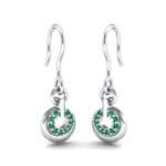 Pave Eclipse Drop Emerald Earrings (0.1 CTW) Perspective View