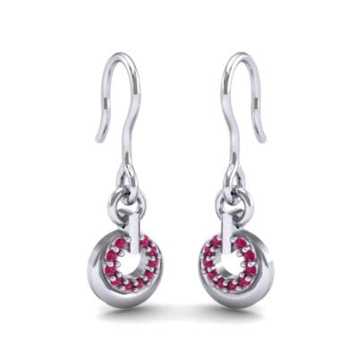Pave Eclipse Drop Ruby Earrings (0.1 CTW) Perspective View