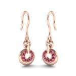 Pave Eclipse Drop Ruby Earrings (0.1 CTW) Perspective View