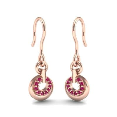 Pave Eclipse Drop Ruby Earrings (0.1 CTW) Perspective View
