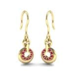 Pave Eclipse Drop Ruby Earrings (0.1 CTW) Perspective View