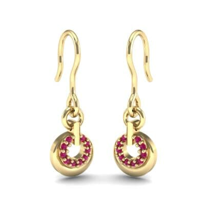 Pave Eclipse Drop Ruby Earrings (0.1 CTW) Perspective View