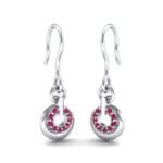 Pave Eclipse Drop Ruby Earrings (0.1 CTW) Perspective View