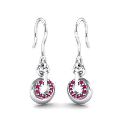 Pave Eclipse Drop Ruby Earrings (0.1 CTW) Perspective View