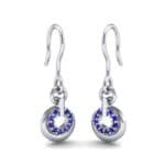 Pave Eclipse Drop Blue Sapphire Earrings (0.1 CTW) Perspective View