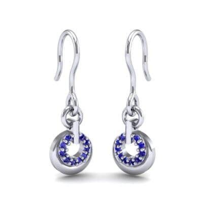 Pave Eclipse Drop Blue Sapphire Earrings (0.1 CTW) Perspective View