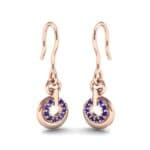 Pave Eclipse Drop Blue Sapphire Earrings (0.1 CTW) Perspective View
