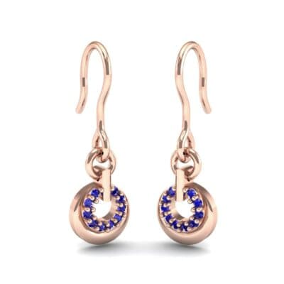 Pave Eclipse Drop Blue Sapphire Earrings (0.1 CTW) Perspective View