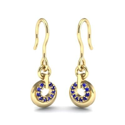 Pave Eclipse Drop Blue Sapphire Earrings (0.1 CTW) Perspective View