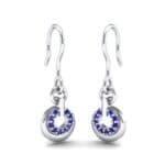Pave Eclipse Drop Blue Sapphire Earrings (0.1 CTW) Perspective View