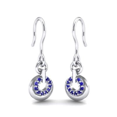Pave Eclipse Drop Blue Sapphire Earrings (0.1 CTW) Perspective View