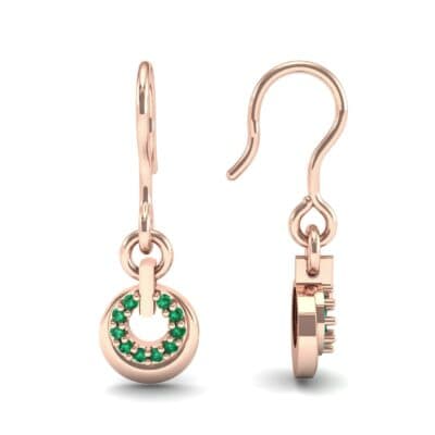 Pave Eclipse Drop Emerald Earrings (0.1 CTW) Top Dynamic View