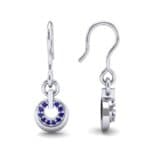 Pave Eclipse Drop Blue Sapphire Earrings (0.1 CTW) Top Dynamic View
