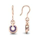 Pave Eclipse Drop Blue Sapphire Earrings (0.1 CTW) Top Dynamic View