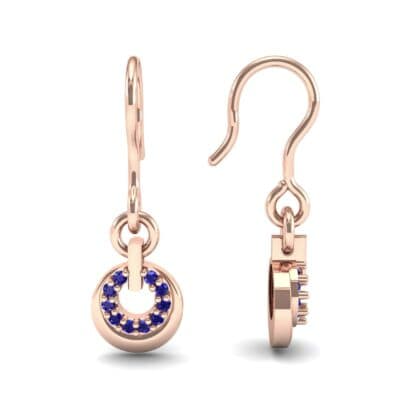Pave Eclipse Drop Blue Sapphire Earrings (0.1 CTW) Top Dynamic View