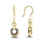 Pave Eclipse Drop Blue Sapphire Earrings (0.1 CTW) Top Dynamic View