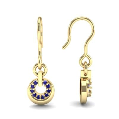 Pave Eclipse Drop Blue Sapphire Earrings (0.1 CTW) Top Dynamic View