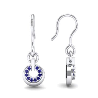 Pave Eclipse Drop Blue Sapphire Earrings (0.1 CTW) Top Dynamic View