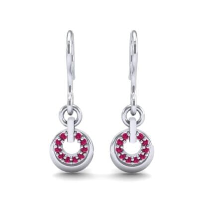 Pave Eclipse Drop Ruby Earrings (0.1 CTW) Side View