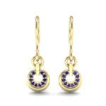 Pave Eclipse Drop Blue Sapphire Earrings (0.1 CTW) Side View