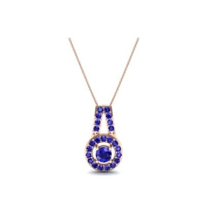 Pave Halo and Bail Blue Sapphire Pendant (0.4 CTW) Perspective View