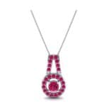 Pave Halo and Bail Ruby Pendant (0.4 CTW) Top Dynamic View