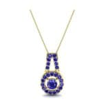 Pave Halo and Bail Blue Sapphire Pendant (0.4 CTW) Top Dynamic View