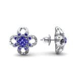 Quatrefoil Blue Sapphire Earrings (0.26 CTW) Top Dynamic View