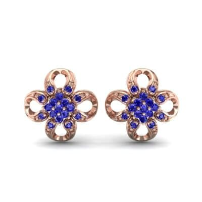 Quatrefoil Blue Sapphire Earrings (0.26 CTW) Side View