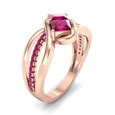 Two-Stone Tangle Ruby Engagement Ring (0.94 CTW) Perspective View
