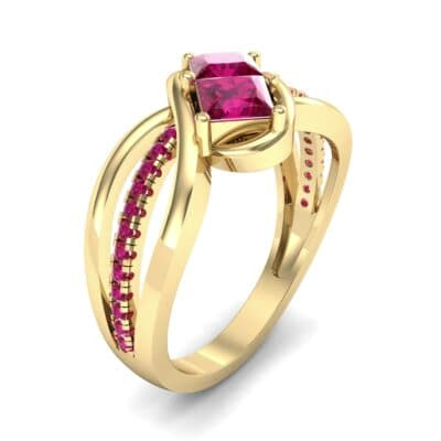 Two-Stone Tangle Ruby Engagement Ring (0.94 CTW) Perspective View