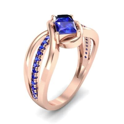 Two-Stone Tangle Blue Sapphire Engagement Ring (0.94 CTW) Perspective View