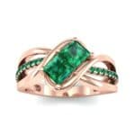 Two-Stone Tangle Emerald Engagement Ring (0.94 CTW) Top Dynamic View