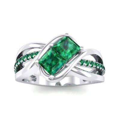 Two-Stone Tangle Emerald Engagement Ring (0.94 CTW) Top Dynamic View