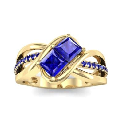 Two-Stone Tangle Blue Sapphire Engagement Ring (0.94 CTW) Top Dynamic View