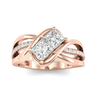 Two-Stone Tangle Diamond Engagement Ring (0.94 CTW) Top Dynamic View