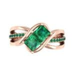 Two-Stone Tangle Emerald Engagement Ring (0.94 CTW) Top Flat View