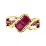 Two-Stone Tangle Ruby Engagement Ring (0.94 CTW) Top Flat View