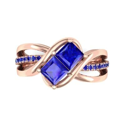 Two-Stone Tangle Blue Sapphire Engagement Ring (0.94 CTW) Top Flat View