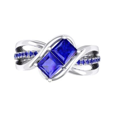 Two-Stone Tangle Blue Sapphire Engagement Ring (0.94 CTW) Top Flat View