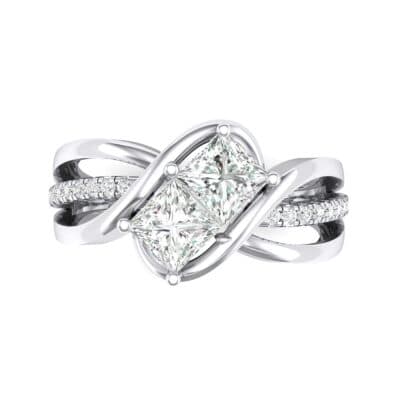 Two-Stone Tangle Diamond Engagement Ring (0.94 CTW) Top Flat View