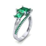 Three-Stone Split Shank Emerald Engagement Ring (2.3 CTW) Perspective View