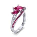 Three-Stone Split Shank Ruby Engagement Ring (2.3 CTW) Perspective View